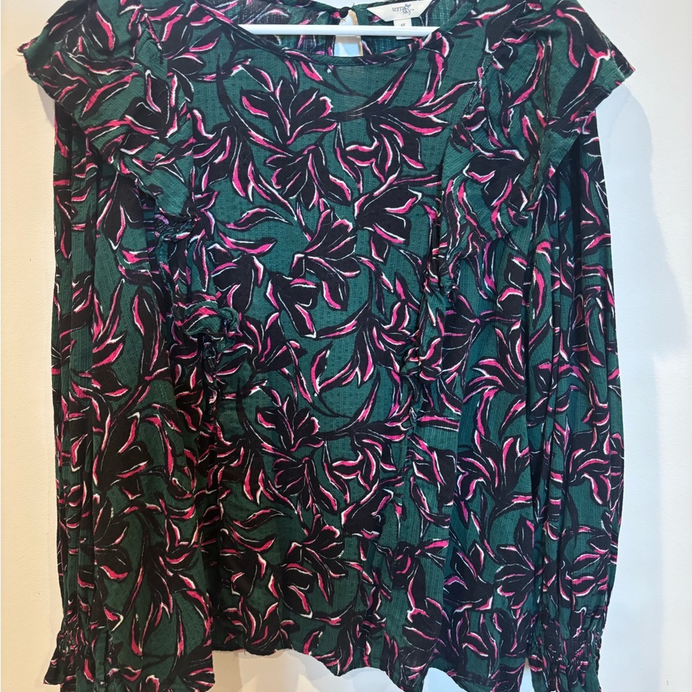 2XL Terra & Sky lGreen and Pink Blouse